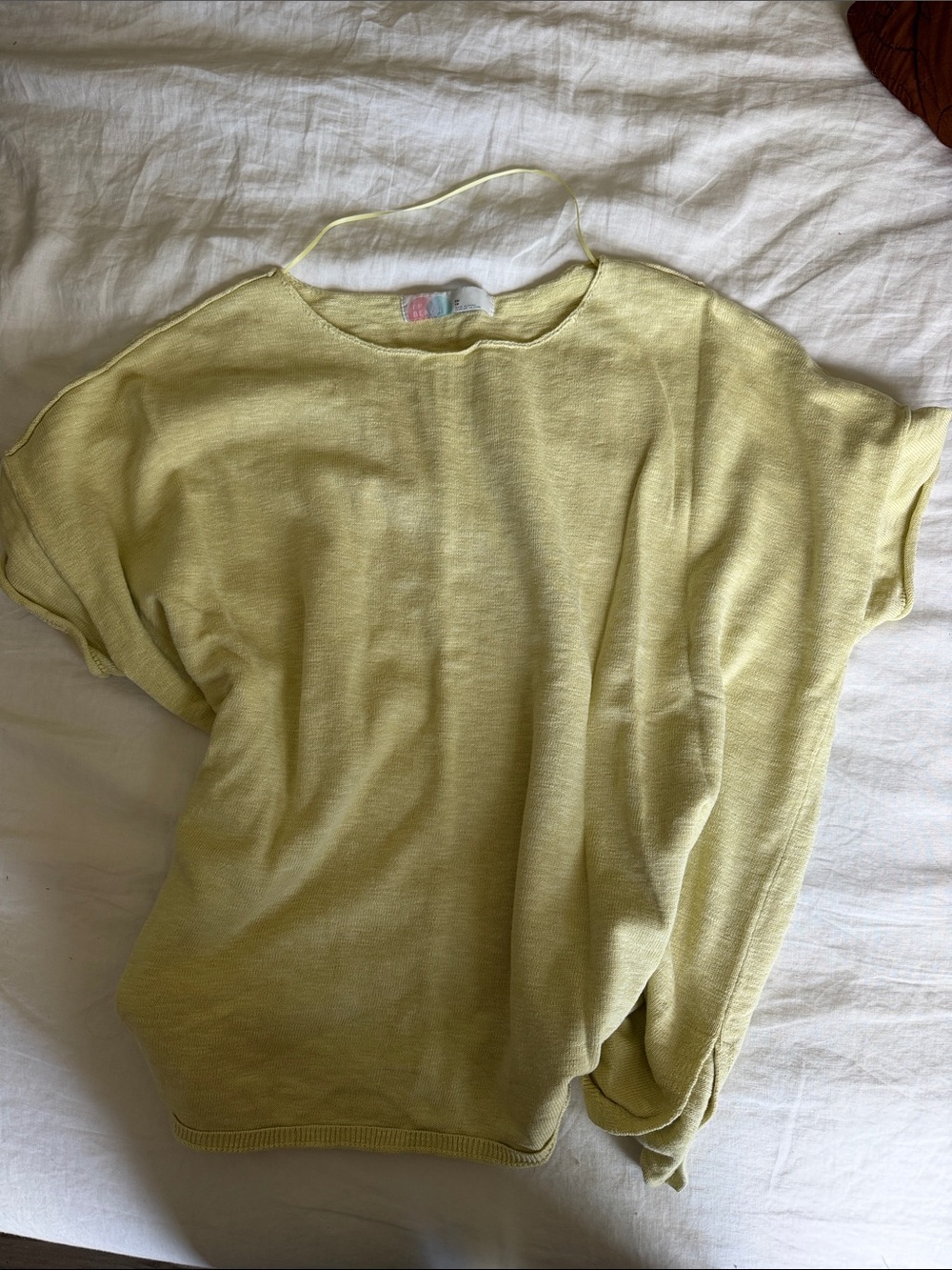 Free people FP beach Light Yellow Knit Dolman Top tunic cotton linen blend
